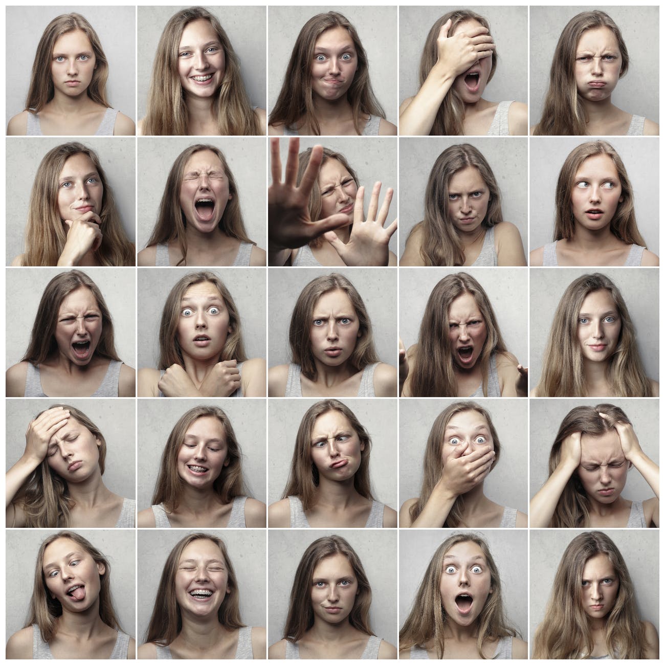 collage photo of expressive woman which shows bringing drama to zoom rooms